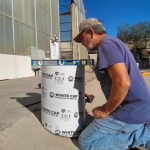 Ricardo preps for the concrete pour at SAM, Biosphere 2
