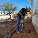 Daniel preps for the concrete pour at SAM, Biosphere 2