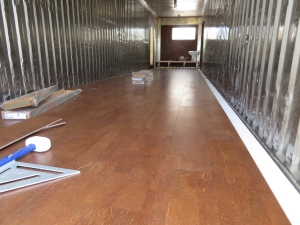 The cork flooring is nearly complete in SAM at Biosphere 2