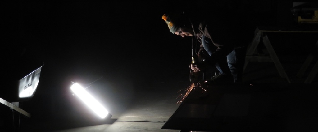 Sean Gellenbeck fabricates a steel fitting at SAM, Biosphere 2