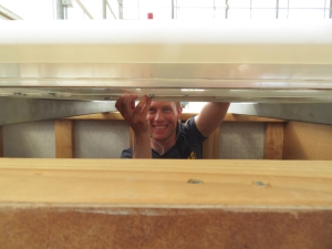 Sean Gellenbeck upgrading the airlock door at SAM, Biosphere 2