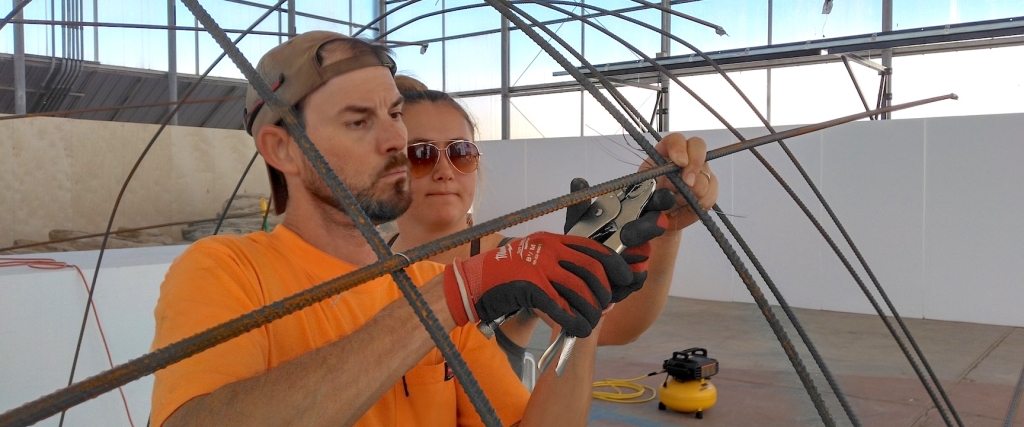 Building the lava tube at the SAM Mars yard, Biosphere 2