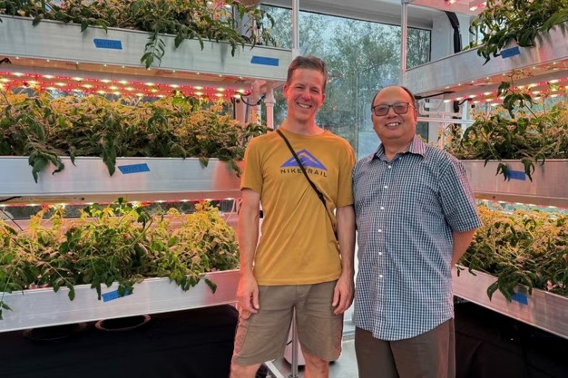 Kai Staats and Changbin Chen in the Test Module of SAM at Biosphere 2